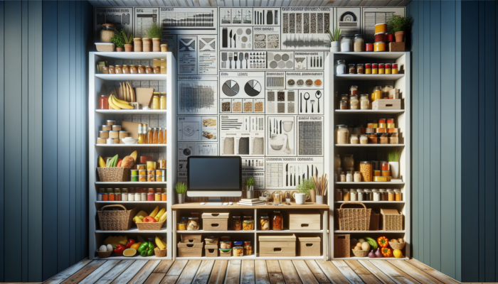 A well-organised pantry with various food items, tailored to a family's dietary needs and tastes.