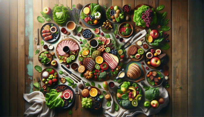 A gourmet meal elegantly presented on a rustic table, showcasing effective composition techniques in food photography.