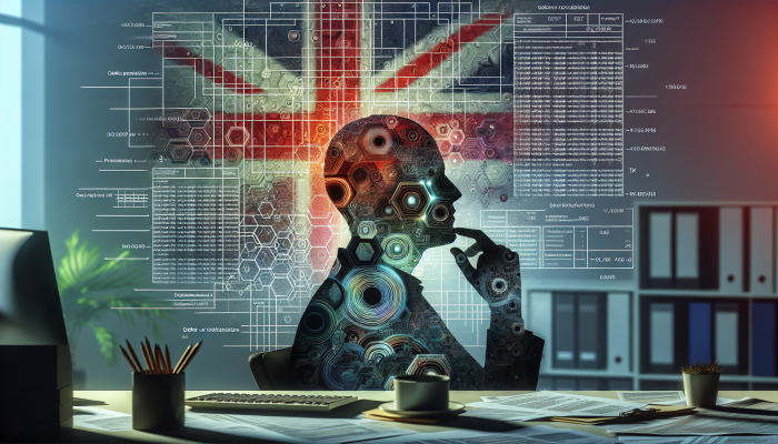 Are Debt Consolidation Fees Tax-Deductible: A Guide | DCL Individual in an office reflecting on debt consolidation fees, surrounded by financial documents and a UK flag.