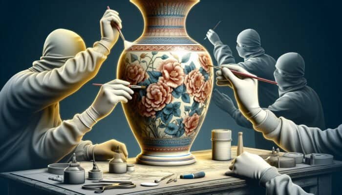 A professionally refinished porcelain vase in East Calder, showcasing enhanced intricate designs and restored luster.
