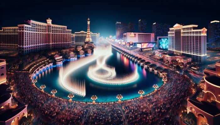 Experience the Bellagio Fountains' spectacular water dance at night on the Las Vegas Strip without spending a dime.