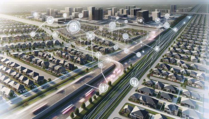 Aerial view of Boksburg's affordable neighborhoods with new roads and public transport under construction, boosting appeal for first-time buyers.