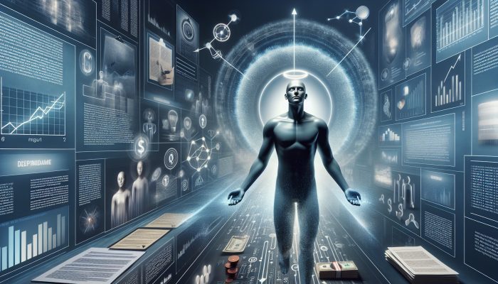 A person feeling relieved and financially secure amidst symbols of debt consolidation, in a calm financial planning setting.