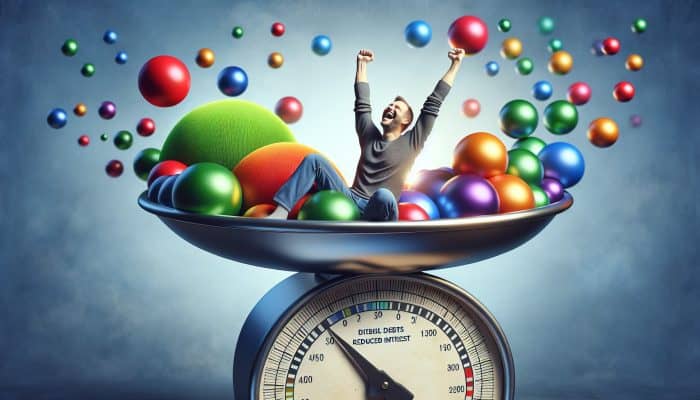 Discovering the Benefits of Debt Consolidation: UK Insights | DCL A relieved person in the UK smiling after successfully consolidating debts into a single loan with lower interest, simplifying their finances.