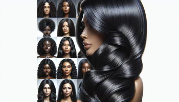 Woman's hair styled with hair lacquer, showcasing firm, glossy hold against humidity and wind.