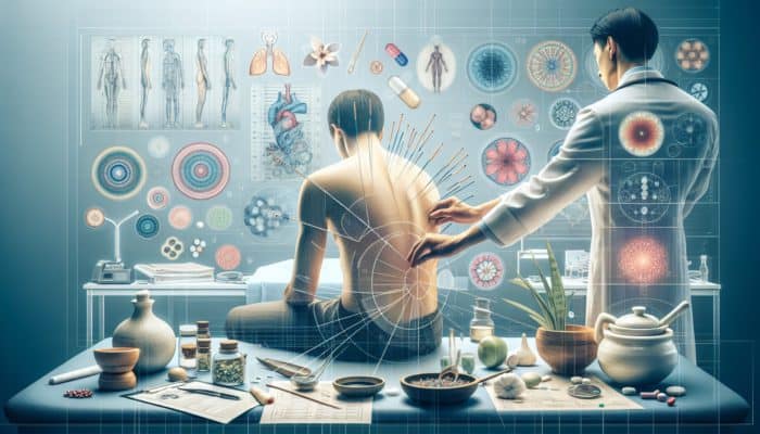 A tranquil UK clinic that integrates Eastern and Western healing practices, featuring acupuncture treatment.