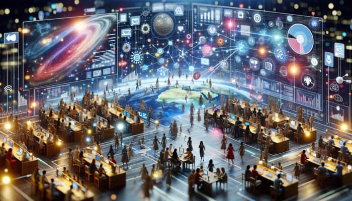 Virtual assistants engaging in community activities like knowledge sharing, discussions, and event organizing.